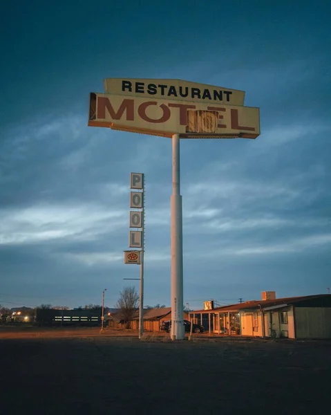 Régi Motel Táblák Éjjel Green River Utah — Stock Fotó