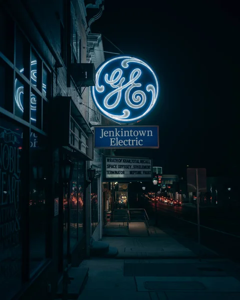 Jenkintown Electric Vintage Sign Night Jenkintown Pennsylvania — Stock Photo, Image