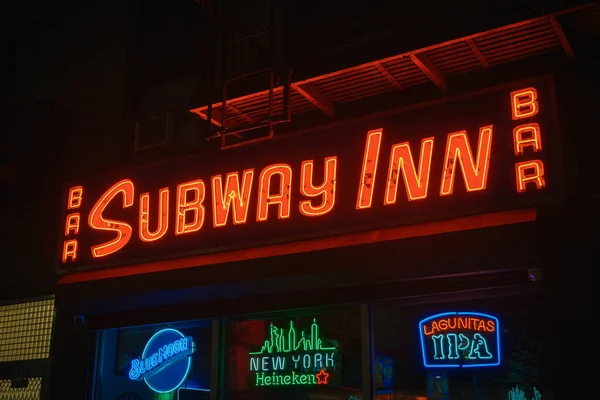 Metro Inn Vintage Neon Sign Noci Manhattan New York — Stock fotografie