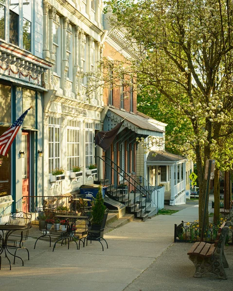 Piękna Wiosenna Scena Main Street Cold Spring Nowy Jork — Zdjęcie stockowe