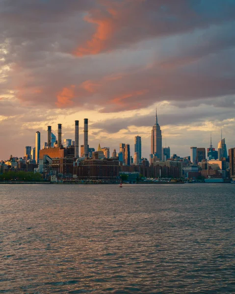 East River Vid Solnedgången Williamsburg Brooklyn New York — Stockfoto