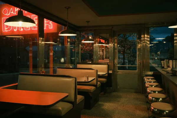 Interior Oakhurst Diner Por Noche Millerton Nueva York — Foto de Stock