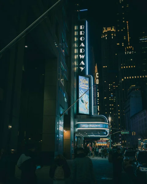 Broadway Theatre Night Midtown Manhattan New York — Stock Photo, Image