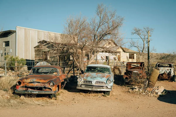 Coches Viejos Oxidados Ruta Hackberry Arizona — Foto de Stock