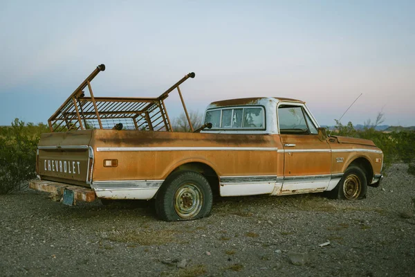 Stary Pickup Płaskimi Oponami Presidio Teksas — Zdjęcie stockowe