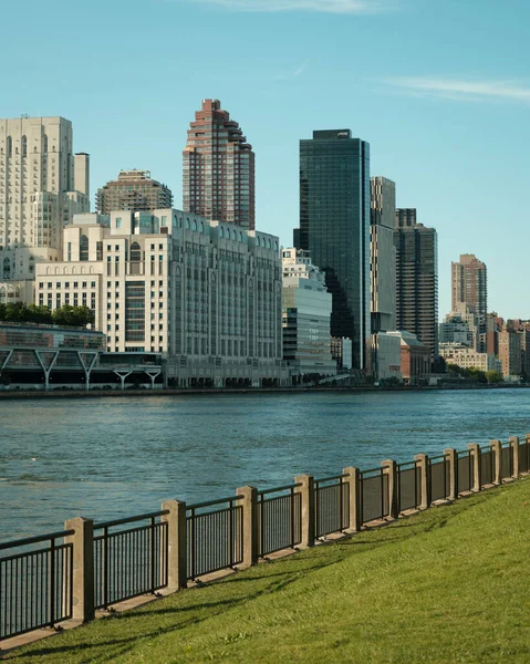 Uitzicht East River Gebouwen Manhattan Vanaf Roosevelt Island New York — Stockfoto