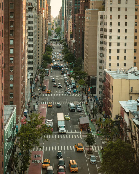 View of a street in Manhattan from the Roosevelt Island Tramway, New York City
