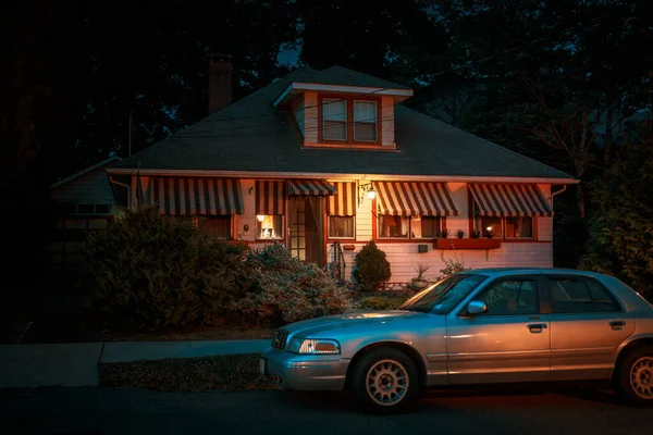 Een Huis Nachts Milford Pennsylvania — Stockfoto