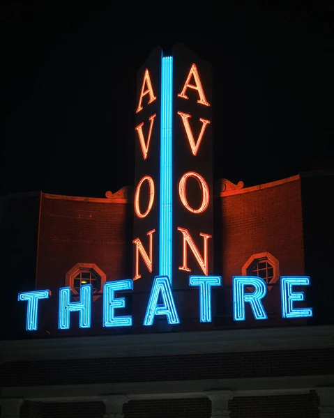 stock image Avon Theatre Film Center vintage neon sign at night, Stamford, Connecticut