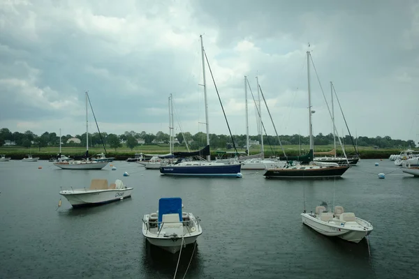 Boote Southport Harbor Einem Stürmischen Nachmittag Connecticut — Stockfoto
