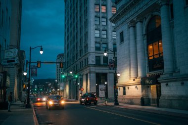 Night scene in downtown Wilkes-Barre, Pennsylvania clipart