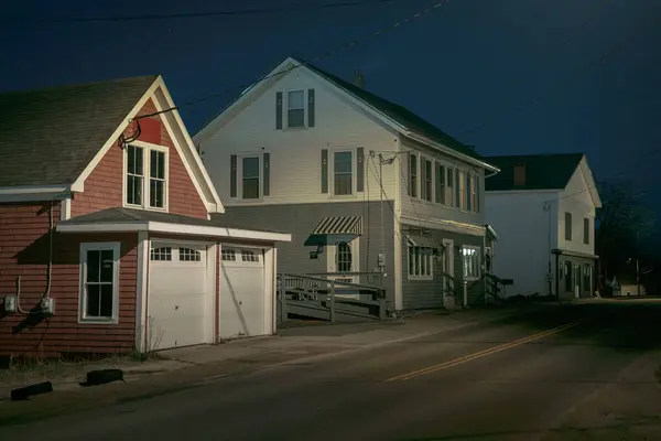 Main Street Την Νύχτα Στο Jonesport Maine — Φωτογραφία Αρχείου
