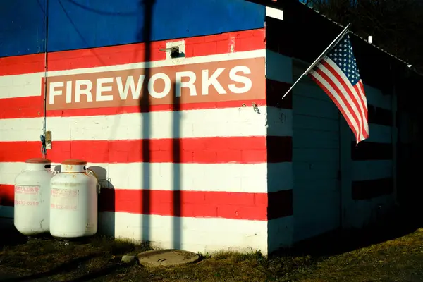Sztuczne Ognie Flaga Amerykańska Tannersville Pensylwania Obrazy Stockowe bez tantiem