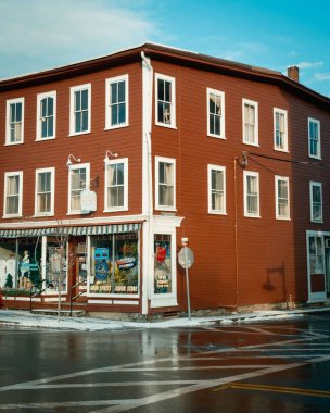 Red building in downtown Shelburne Falls, Massachusetts clipart