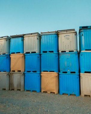 Stacks of crates on Beals Island, Maine clipart