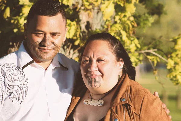 stock image Portrait of an attractive Maori couple taken outdoors