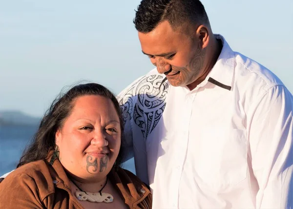 stock image Portrait of an attractive Maori couple taken outdoors