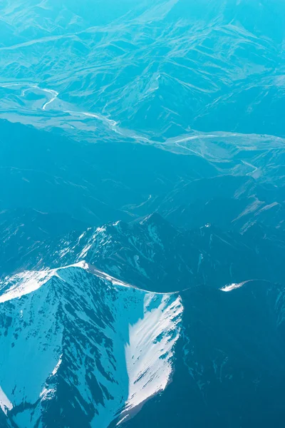 ニュージーランド南島上空を飛行する航空機から撮影された海岸線の空中写真 — ストック写真