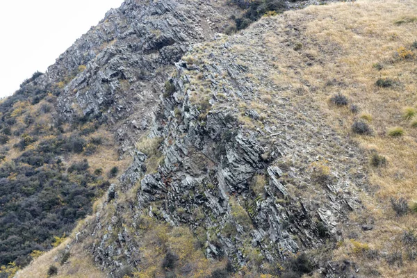 Eine Nahaufnahme Der Gesteinsschichten Der Südlichen Alpen Lindis Pass Neuseeland — Stockfoto