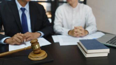 Lawyer and legal concept, Senior lawyer explain contract and give legal advice to businessman.
