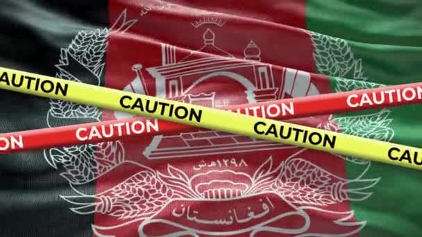 アフガニスタン国旗には注意のテープアニメーション 国の社会問題 ニュースイラスト — ストック動画