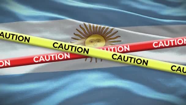 Argentina Bandiera Nazionale Con Cautela Nastro Animazione Questione Sociale Nel — Video Stock