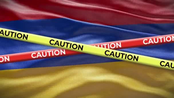 アルメニア国旗はテープアニメーションに注意 国の社会問題 ニュースイラスト — ストック動画