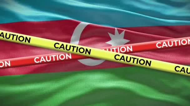 Azerbejdżan Flaga Narodowa Animacją Taśmą Ostrzegawczą Zagadnienie Społeczne Kraju Ilustracja — Wideo stockowe