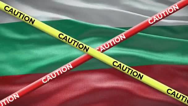 Bandera Nacional Bulgaria Con Animación Cinta Precaución Cuestión Social País — Vídeos de Stock