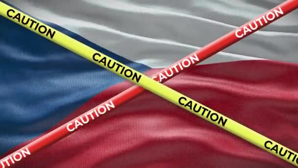 Czechy Czechy Flaga Narodowa Ostrożną Animacją Taśmą Zagadnienie Społeczne Kraju — Wideo stockowe