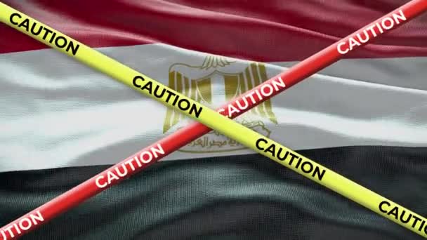 Egitto Bandiera Nazionale Con Cautela Nastro Animazione Questione Sociale Nel — Video Stock