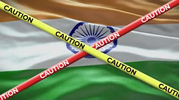 慎重にテープアニメーションとインドの国旗 国の社会問題 ニュースイラスト — ストック動画