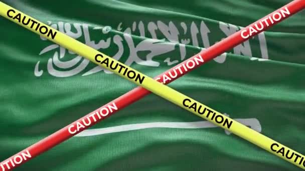 Arabia Saudyjska Flaga Narodowa Ostrożną Animacją Taśmą Zagadnienie Społeczne Kraju — Wideo stockowe