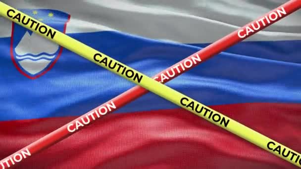 Slovenia Bandiera Nazionale Con Cautela Nastro Animazione Questione Sociale Nel — Video Stock