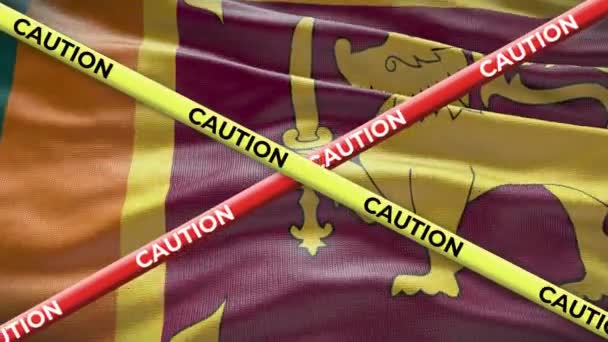 Bandiera Nazionale Dello Sri Lanka Con Cautela Animazione Nastro Questione — Video Stock