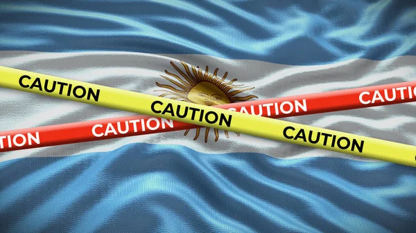 Bendera Nasional Argentina Dengan Pita Kuning Hati Hati Isu Dalam — Stok Foto