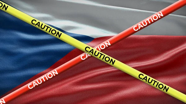 Bendera Nasional Republik Ceko Ceko Dengan Pita Kuning Hati Hati — Stok Foto