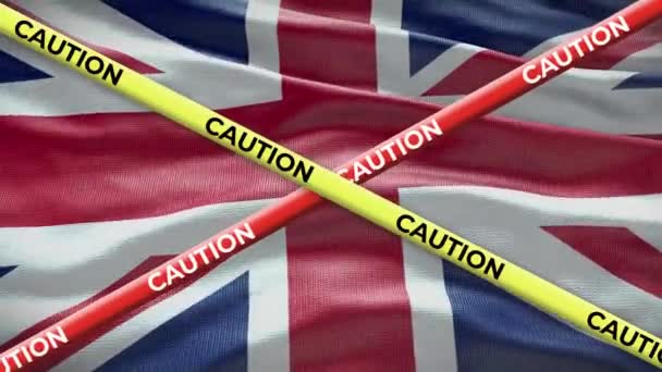 Regno Unito Bandiera Nazionale Del Regno Unito Con Cautela Animazione — Video Stock