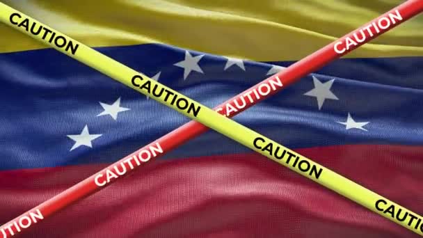 Bandera Nacional Venezuela Con Animación Cinta Precaución Cuestión Social País — Vídeo de stock