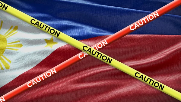 Bendera Nasional Filipina Dengan Pita Kuning Hati Hati Isu Dalam — Stok Foto