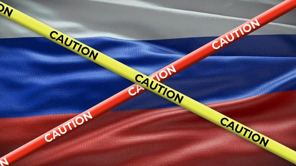 Uyarı Sarı Bantlı Rusya Ulusal Bayrağı Country Haberlerinde Yayınlanacak Illüstrasyon — Stok fotoğraf