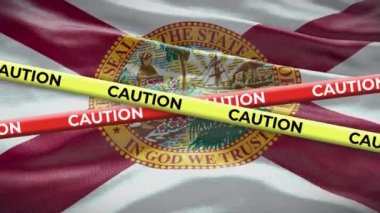 Florida eyaleti bayrağı sarı uyarı bandı animasyonuyla sallanıyor.