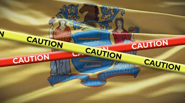 Uyarı Bandıyla New Jersey Bayrağı Illüstrasyon — Stok fotoğraf