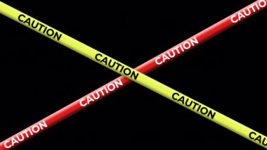 Sarı ve kırmızı uyarı bant animasyonu. Alfa Kanalı arkaplanı.