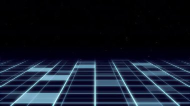 Retro zemin animasyonu, video oyunu 8 bit arkaplan. Soyut yerleşim 4K.