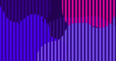 Çizgili Çizgi Hareketi Tasarım Animasyonu. Şekil Biçimli Soyut Mor Arkaplan.