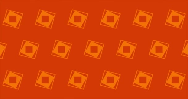 正方形の装飾が施されたオレンジの背景 パターンの抽象的な背景 — ストック動画