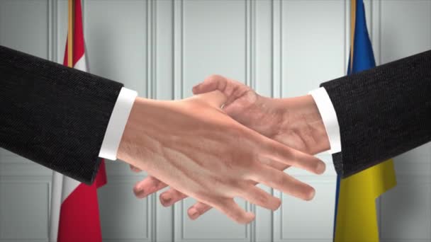 Diplomatie Autrichienne Ukrainienne Occupe Animation Homme Affaires Partenaire Poignée Main — Video