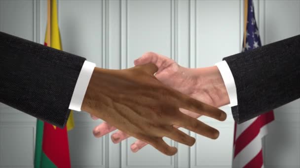 Cameroon Usa Partnership Business Deal Державні Прапори Офіційний Сайт Diplomacy — стокове відео