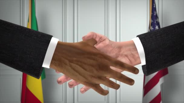 Guinee Partnerschap Business Deal Nationale Regeringsvlaggen Officiële Diplomatie Handdruk Illustratie — Stockvideo
